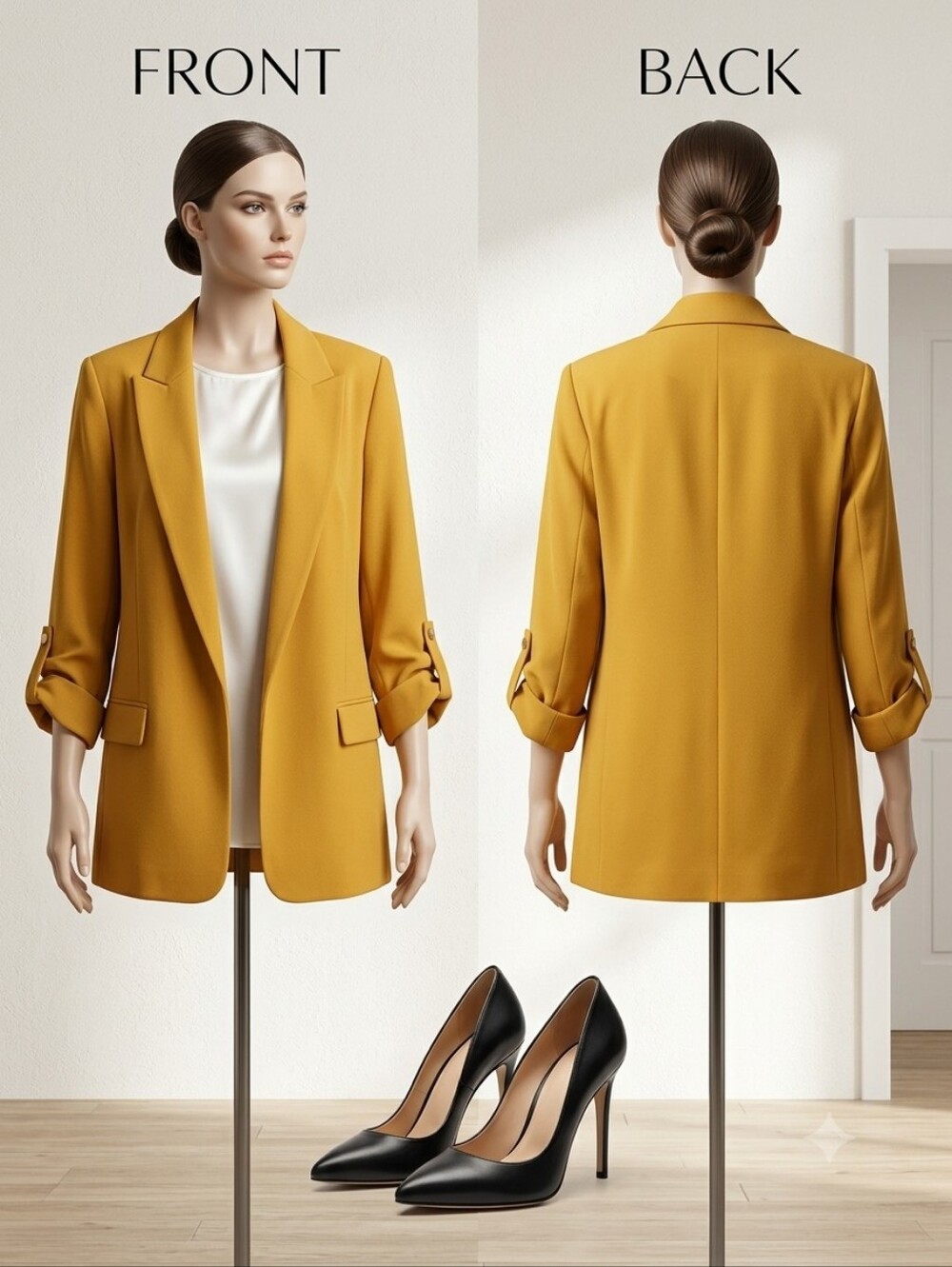 Tahari Mustard‎ Yellow Open-Front Blazer Jacket